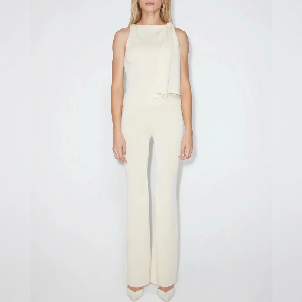 Khy Sueded Stretch Knotted Top Cream Size L Worn Once - Picture 3 of 5